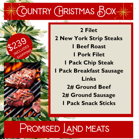 Country Christmas Box| Premium Beef & Pork + FREE SHIPPING | Promised Land Meats