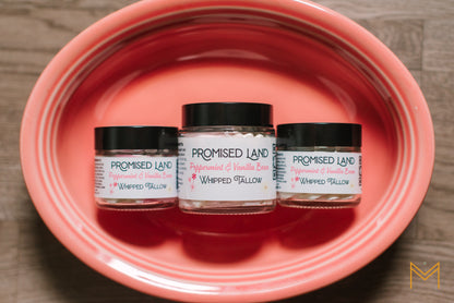 Farm-made whipped tallow with vanilla bean and peppermint oil