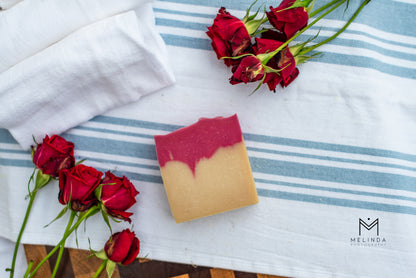 Rose Gold tallow bar soap handmade with beef tallow and natural oils