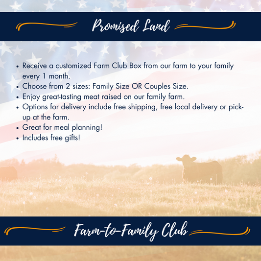 Enjoy a beef box shipped to your door every month. Shipped directly from our family farm! SHIPPING costs included!