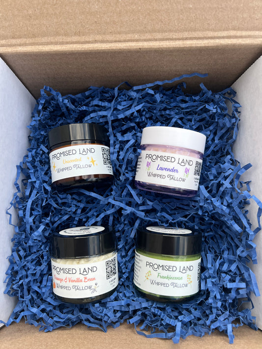 Enjoy 4 of our whipped tallow in 2 oz glass jars. 