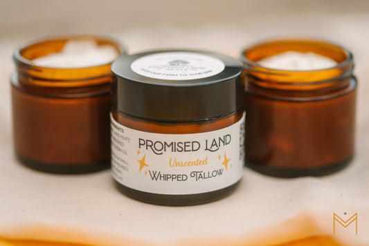 Our unscented whipped tallow in amber colored glass far. Perfect for very sensitive skin.