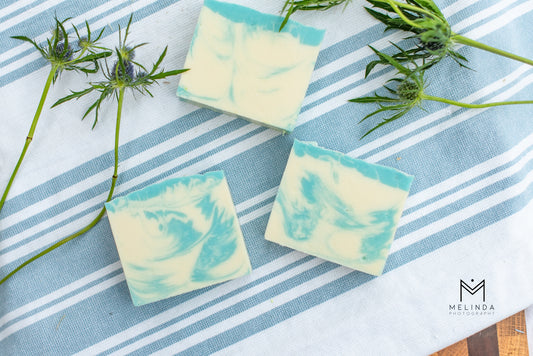 Fresh linen tallow bar soap handmade with beef tallow and natural oils