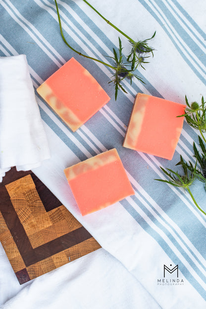 Peach tallow bar soap handmade with beef tallow and natural oils