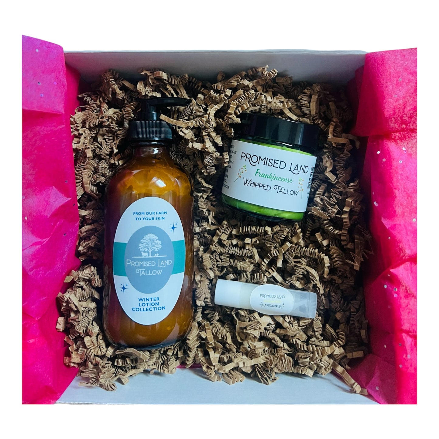 Build-your-own Valentine’s tallow gift set with customizable lotion, whipped tallow, and lip balm