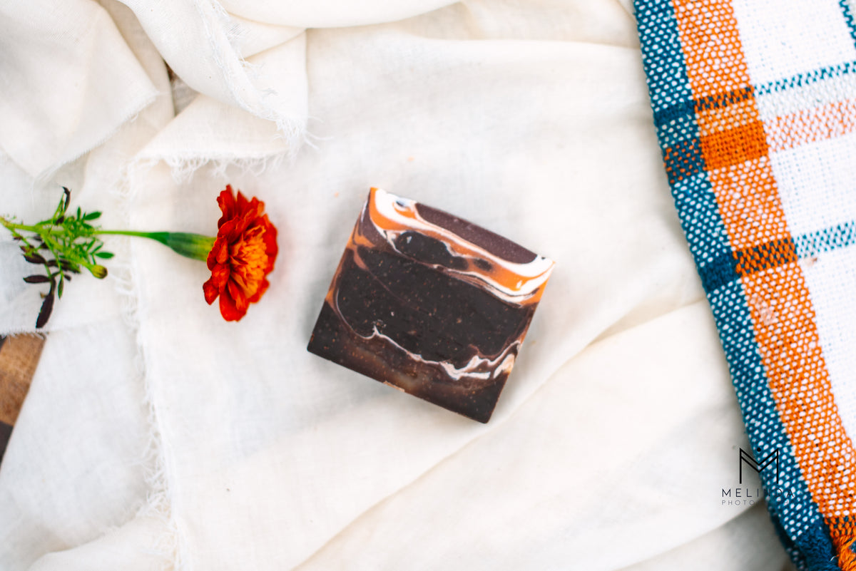 Vanilla Pumpkin Marshmallow tallow bar soap handmade with beef tallow and natural oils